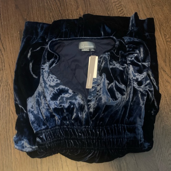 Anthropologie XXS NWT Somerset Velvet Edition Maxi Dress Long Tiered Navy Blue - Picture 8 of 11